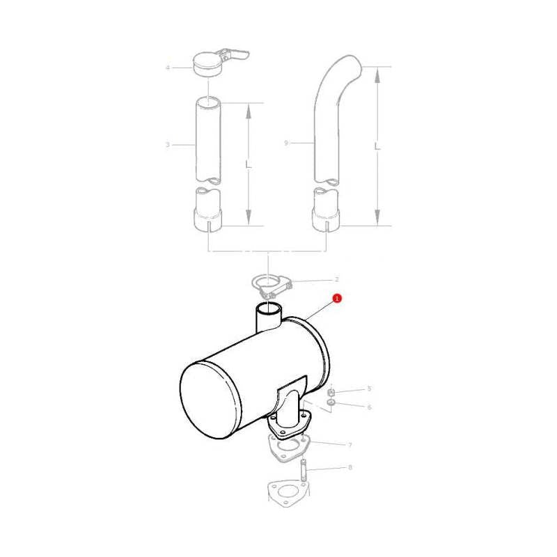 Silencer - 3388432M2 | OEM |  parts | Silencers-Massey Ferguson-Engine & Filters,Exhaust Parts,Farming Parts,Silencers,Tractor Parts