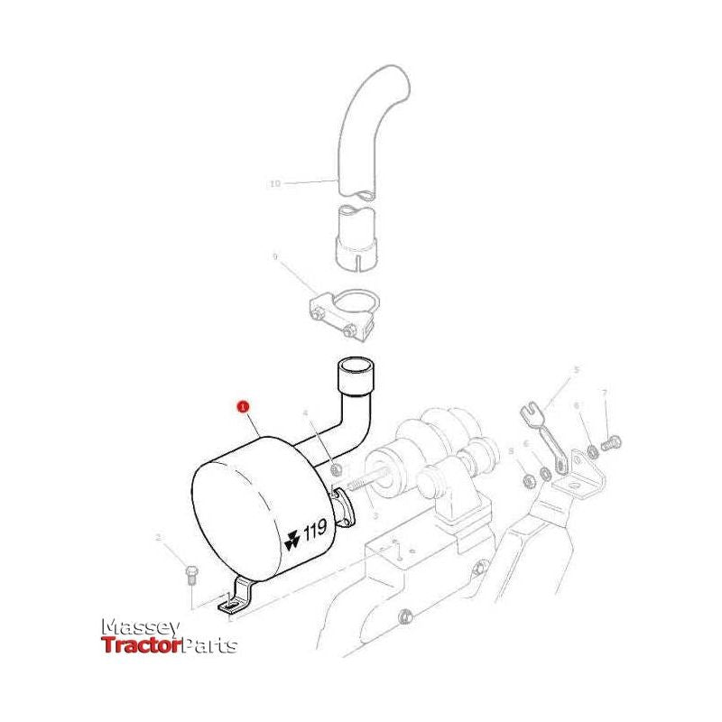 Massey Ferguson Silencer - 3619443M3 | OEM | Massey Ferguson parts | Silencers-Massey Ferguson-Engine & Filters,Exhaust Parts,Farming Parts,Silencers,Tractor Parts