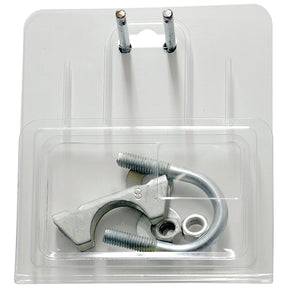 Sparex's Silencer Clamp (Ø: 29mm, Part No. S.55259), agripak containing one piece, includes metal hardware with two screws and a washer, all sealed in a transparent plastic package—perfect for securing your Silencer Clamp.