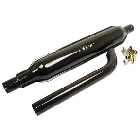 A black exhaust pipe with an attached curved extension and metal mounting hardware, part of the Silencer Kit (Sparex Part No. S.59007) from the brand Sparex, on a white background.
