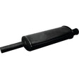 The Silencer - Vertical - S.14819 by Sparex is a black cylindrical exhaust silencer with one inlet and one outlet pipe, designed for a vehicle exhaust system and coated in heat-resistant paint.