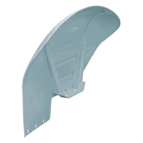 A single, curved, light blue metal fender with a 6'' drop viewed from the front-left angle, branded as Sparex and identified as Fender - LH - S.41479.