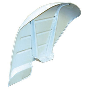 Close-up view of the Sparex Fender - LH - S.60686, a white plastic scooter fender with a smooth, curved shape and ribbed inner surface for structural support, resembling the durable shell of Sparex components used in non-cab models.