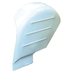 The Sparex Fender - RH - S.60685 is a white plastic protective cover, featuring ribbed detailing and a curved shape, designed for machinery or equipment, and is compatible with non-cab models.