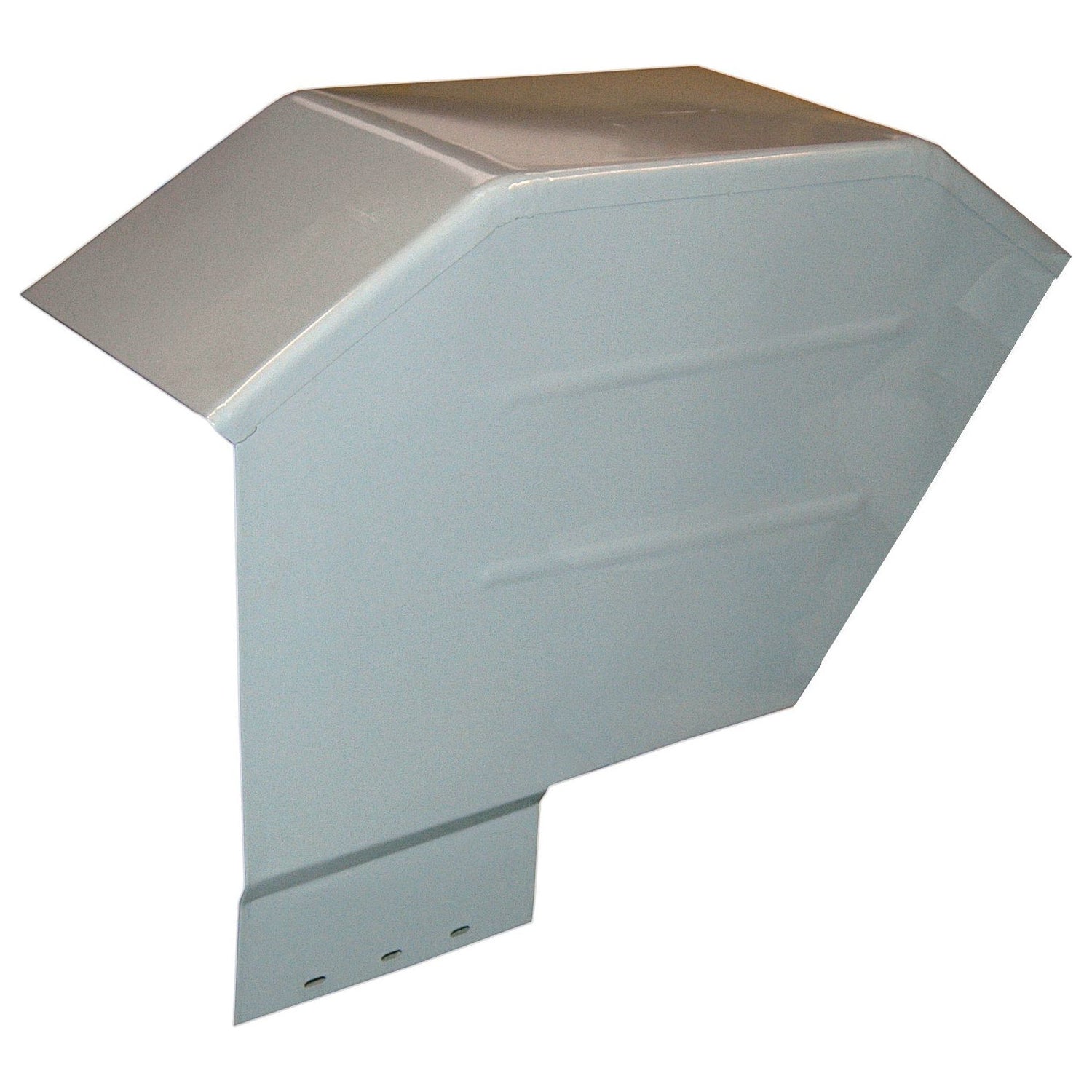 A Sparex grey metal vent hood with a slanted top, featuring a 33.27-inch rectangular base with mounting holes and the Fender RH S.73597 model square mounting plate.