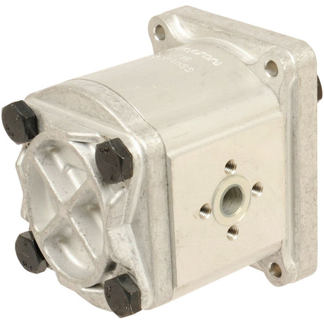 The Sparex Single Hydraulic Pump (S.62215) for Case IH features a square mounting plate, four black bolts at the corners, and a central circular opening.
