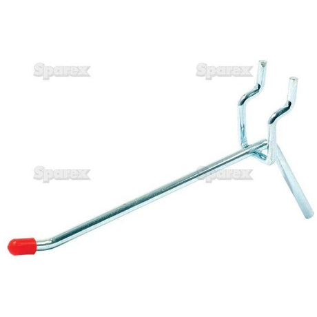 A Single Arm Hook to fit peg or slat panel - 150mm, featuring a red plastic tip and meeting all Sparex product specifications (Sparex Part No. S.5805).