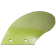 A green, flat, irregularly-shaped metal piece with two holes and some surface scratches, resembling the functional design of a Sparex Skim Mouldboard - LH for Dowdeswell (To fit as: 48199 | Sparex Part No. S.127536).