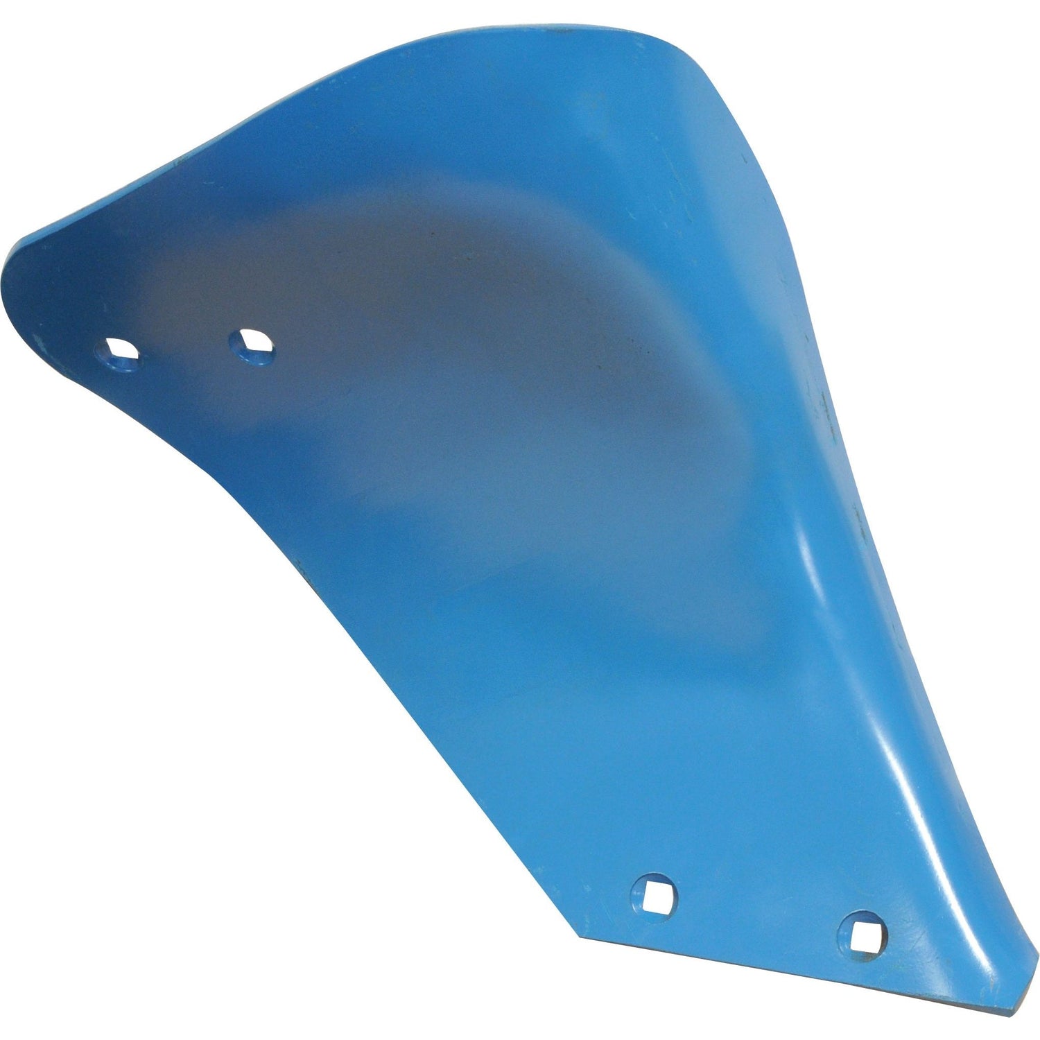 The Sparex Skim Mouldboard - RH (Lemken), designed to fit as 3470600, features a blue metal construction with three bolt holes on one edge and a curved design, making it ideal for efficient fieldwork.