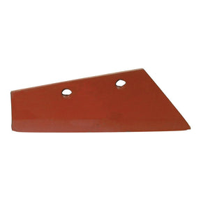 A red, triangular metal farming blade with two bolt holes for fasteners, branded as Sparex and known as Skim Point - RH (Naud) To fit as 04032104D | Sparex Part No. S.78126.