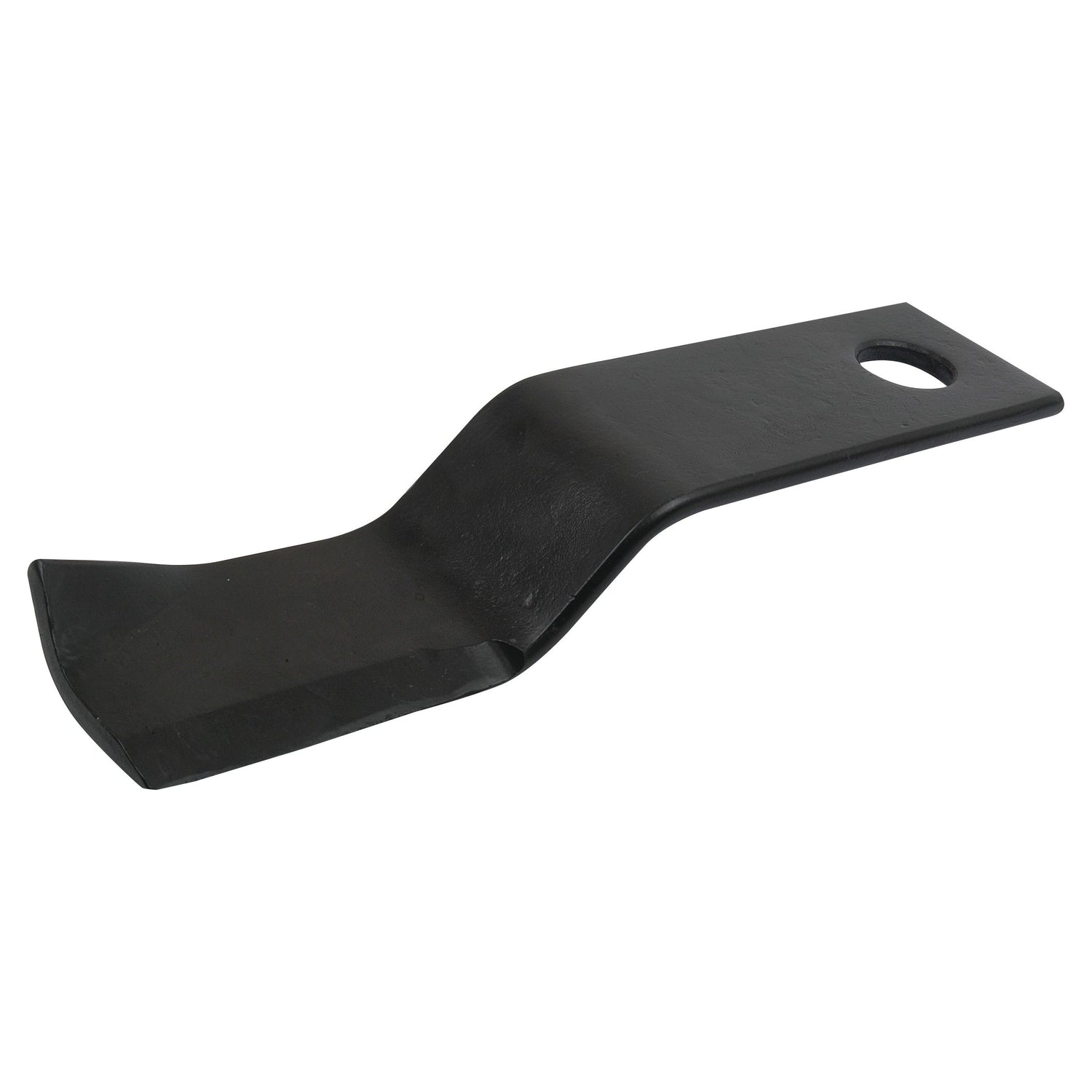 Replacement Slasher Blade by Sparex, 320mm in length and 75mm in width, featuring a flat, angled end with notable thickness and a 30mm diameter hole on the opposite end.