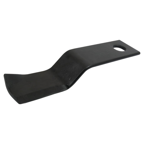 Replacement Slasher Blade by Sparex, 320mm in length and 75mm in width, featuring a flat, angled end with notable thickness and a 30mm diameter hole on the opposite end.