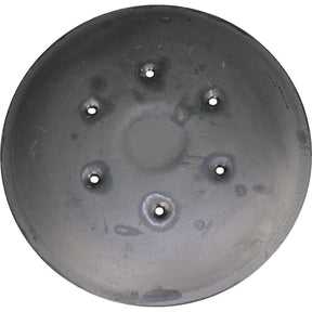 This Sliding Saucer—measuring 610mm in diameter—is a round, gray steel component designed with six evenly spaced holes and a central indentation, reminiscent of the durable parts found in Deutz-Fahr machinery. It's offered by Sparex as a replacement for part number 0658103, designated as S.119602.