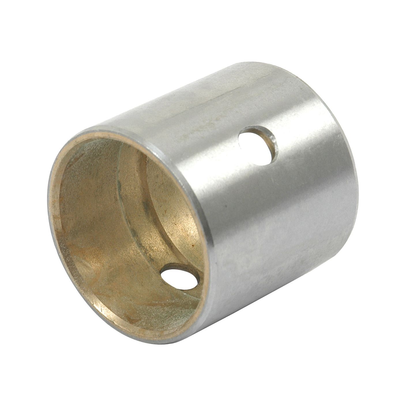 Introducing the Sparex Small End Bush (ID: 31.4mm, Sparex Part No. S.62037), a cylindrical metal bushing featuring two circular holes on opposite sides, ideal for use in Universal Tractors and Long Tractor models.