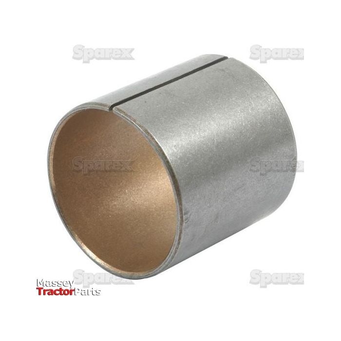 The Sparex Small End Bush - ID: 38mm, Sparex Part No. S.65237, is a cylindrical metal bushing with a slit running along its length. This component is likely used as a mechanical part in machinery, such as Ford tractors, and the words "Tractor Parts" are printed on the image.