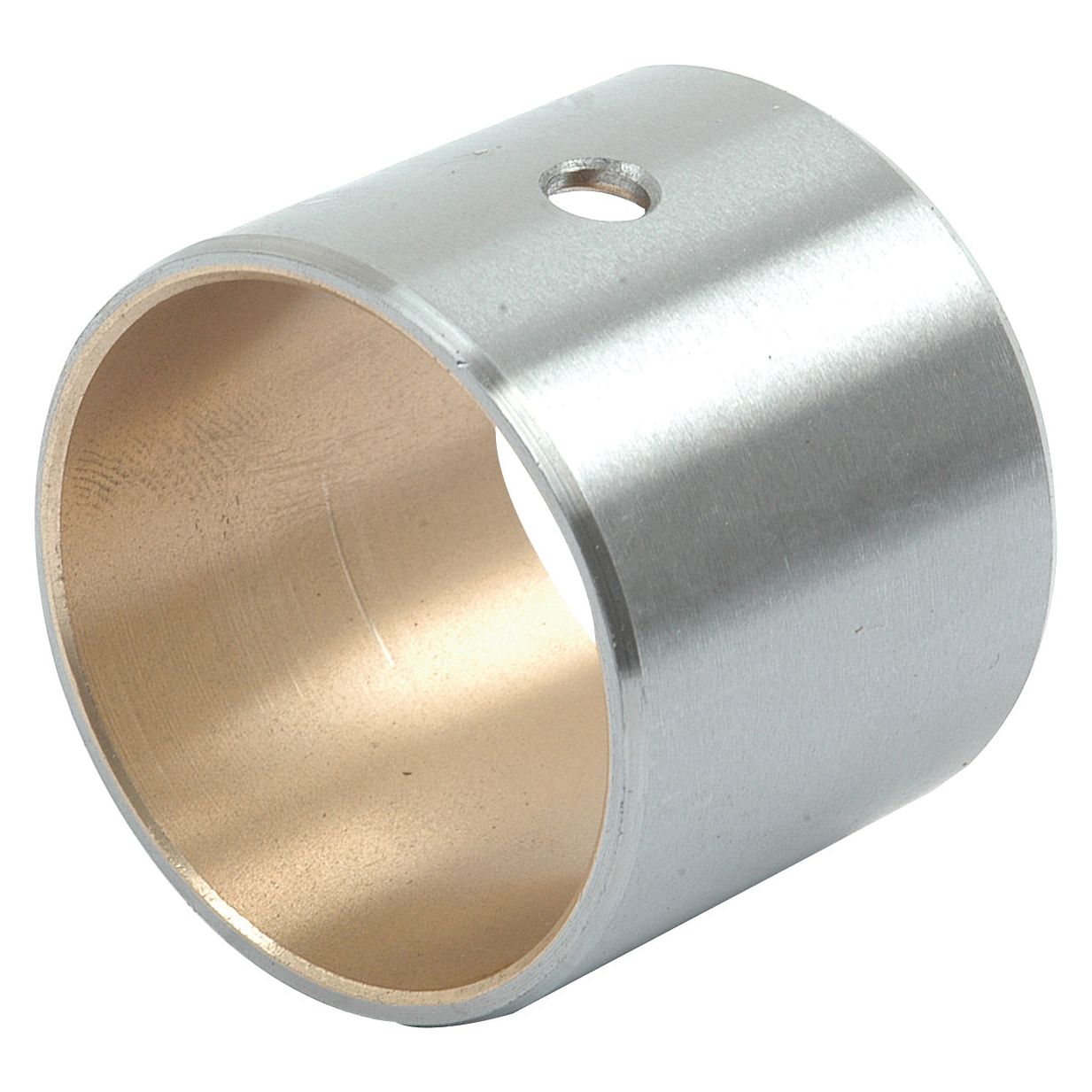 Close-up of the Small End Bush by Sparex (Sparex Part No. S.62040) with an inner diameter of 39.6mm, often compatible with the Fiat 1300, featuring a hole on its side, a smooth inner surface, and a shiny outer finish.