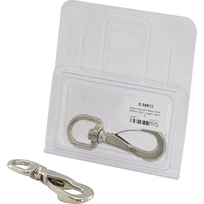 Close-up of a Sparex Snap Hook with Swivel End, measuring Ø20mm (3/4'') in diameter and 93mm (3 3/4'') in length, displayed in transparent packaging against a white background. The label on the packaging indicates product details and a price of $5.99, marked as Sparex Part No.S.59912.