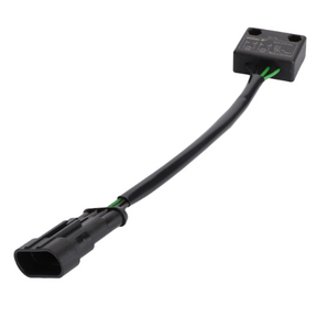 An electronic component from AGCO, the Fendt - Solenoid Switch - H716900020010, featuring a rectangular box connected to a plug via a black cable, designed for integration with Farmer Vario systems.