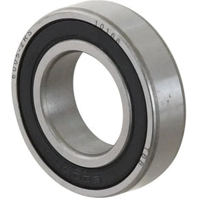 The Sparex Deep Groove Ball Bearing (60052RS) - S.18037 from Sparex showcases a metal ball design with a black inner ring and grey outer ring, complemented by intricate engravings.