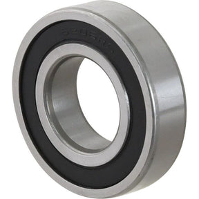 Close-up image of the Sparex Deep Groove Ball Bearing (62062RS) - S.18088, a cylindrical metal bearing with black seals from Sparex, ideal for use in machinery to reduce friction and enhance rotational efficiency. Perfect as a replacement part for Alpego equipment.