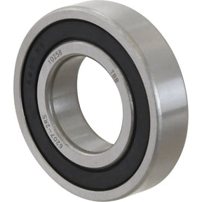 Close-up of the Sparex Deep Groove Ball Bearing (62072RS) - S.18089 with black rubber seals on both sides, showcasing its deep groove circular structure and central hole.