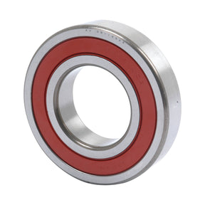 A close-up image of the Sparex Deep Groove Ball Bearing (62082RSC3) - S.27411, showcasing its red seals on both sides and underlining the precision and durability of this high-quality bearing.