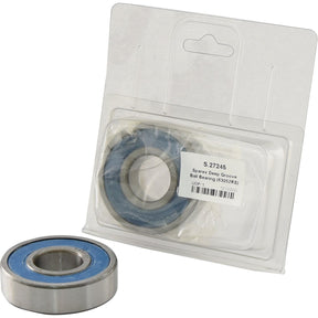 A Sparex Deep Groove Ball Bearing (63052RS) - S.27245 partially unwrapped and another one inside clear plastic packaging, labeled with a white tag.