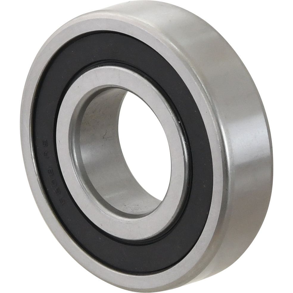 A close-up image of the Sparex Deep Groove Ball Bearing (63082RS) - S.18138, featuring a circular outer ring and a black inner ring, commonly found in Ford / New Holland machinery.