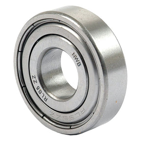 Close-up of a metal Sparex Deep Groove Ball Bearing (RLS5ZZ) - S.72812 with the inscription "RLS5 ZZ NWB" on its surface. This deep groove bearing features an outer and inner ring with space for balls in between.