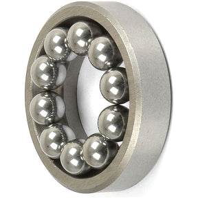 A close-up image of a single-row ball bearing, the Sparex Steering Wheel Bearing (E1ADKN3556) with metal balls housed in a circular metallic ring.