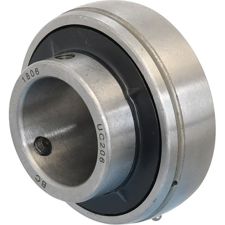 A close-up image showcases a Sparex Plummer Block Bearing Insert (UC206) - S.27258, labeled 1806. The cylindrical metal bearing features a central hole and an outer ring with a 62mm outer diameter, highlighting its precise design and construction.