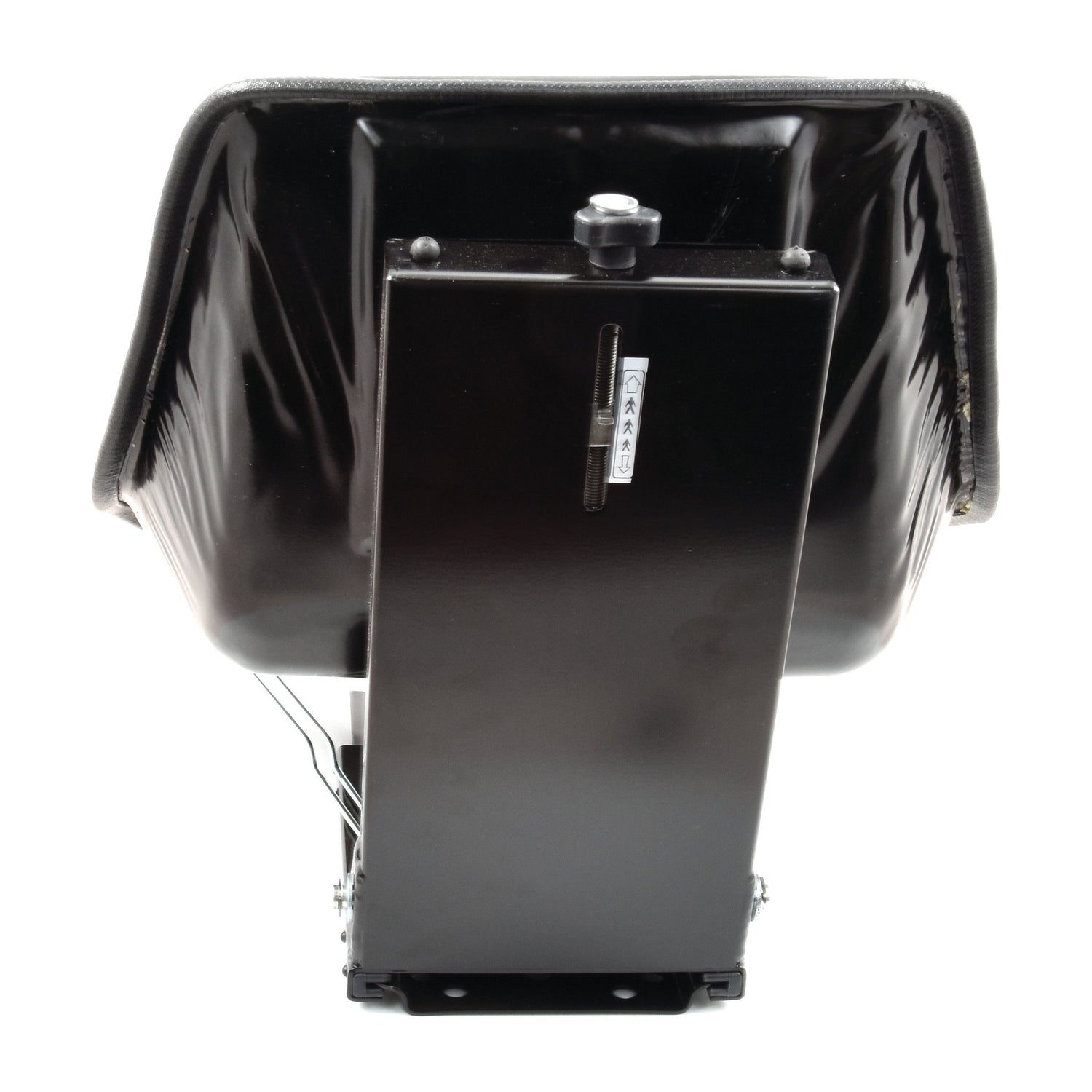 Back view of a black office chair seat with visible adjustment lever and mechanism, showcasing the intricate Sparex Seat Assembly (Sparex Part No. S.29961).