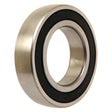 The Sparex Spherical Outer Deep Groove Ball Bearing (17262102RS) - S.28297 features a black inner lining and is depicted in an upright position with a circular opening in the center. Refer to the product specifications for detailed manufacture information.