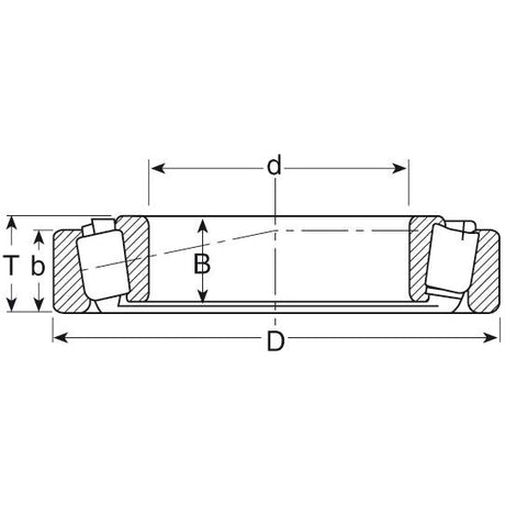 Technical drawing of the Sparex Taper Roller Bearing (32205) - S.27281 with various measurements labeled in metric units: outer diameter (D), inner diameter (d), bearing width (T), and other dimensions (b, B).