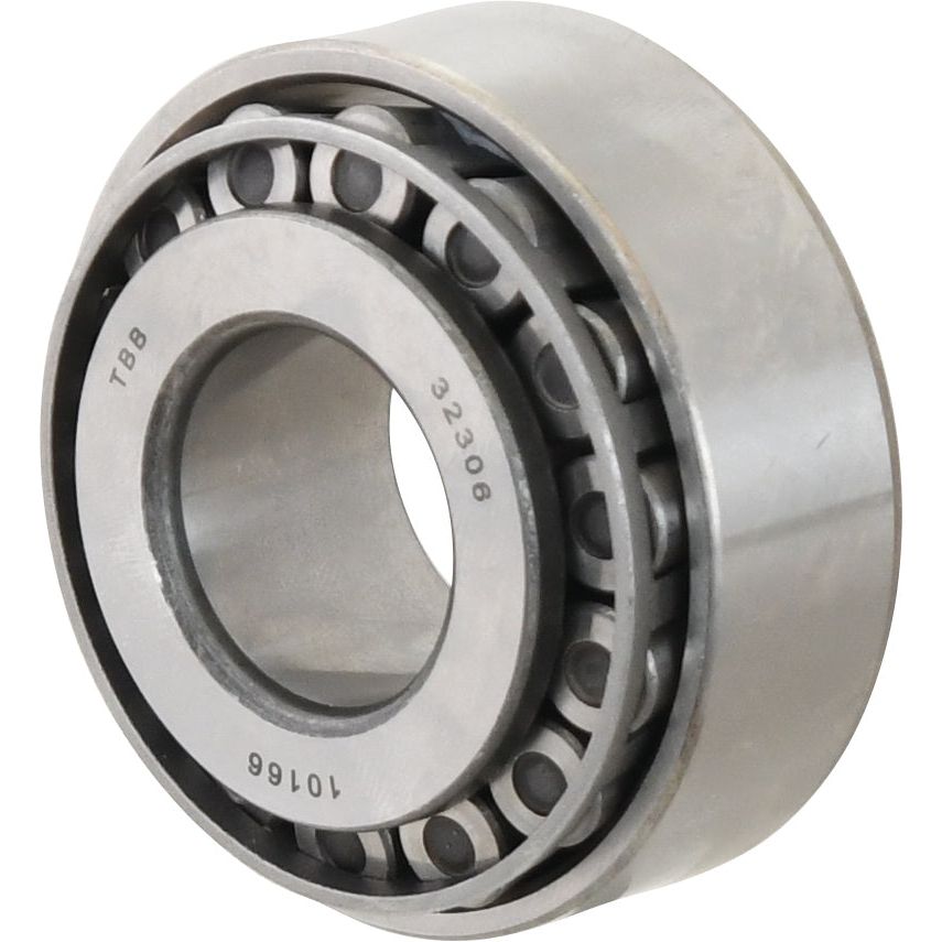 The Sparex Taper Roller Bearing (32306) - S.18262 features metal cylindrical rollers and inner and outer metal rings, similar to those used in Massey Ferguson equipment. It is designed to reduce friction and support both radial and axial loads in a variety of mechanical applications.