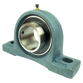 The Sparex Two-Bolt Pillow Block Bearing (UCP208) | Sparex Part No. S.18424, is a cast iron mounted bearing with a 40mm inner diameter and a cylindrical hole, designed for housing and supporting a rotating shaft.