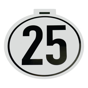 Sparex Speed Limit Sign 25KM/H - S.31363 features a white circular design with a black "25" in the center, making it suitable for multiple settings.