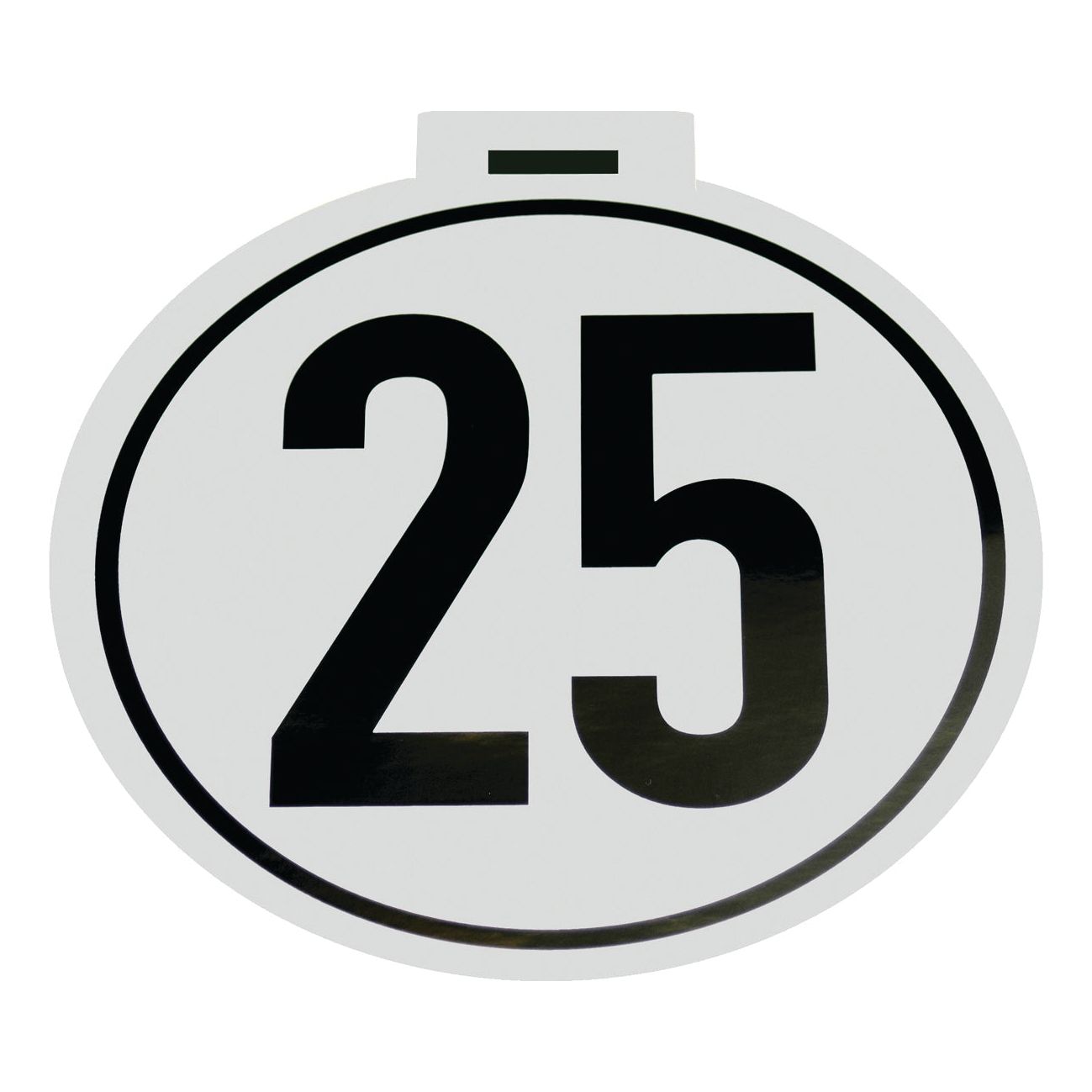 The Sparex Speed Limit Sign 25KM/H - S.31363 is a circular white sign with the number "25" prominently displayed in large black font in the center, suitable for various applications.