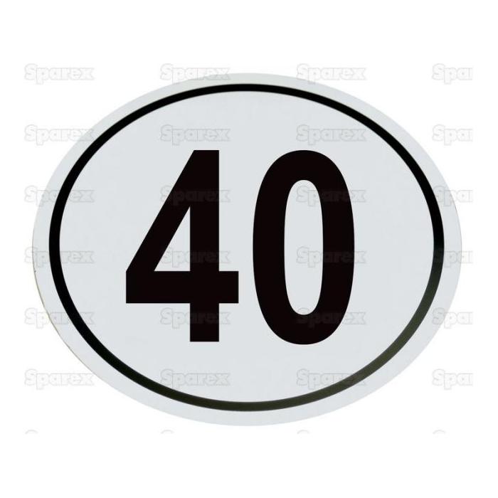 The Speed Limit Sign 40KM/H - S.31374 by Sparex is an oval sign displaying the number 40, ideal for a variety of settings. Crafted with precision, this sign meets all product specifications to ensure durability and clarity, making it perfect for displaying important information in any environment.