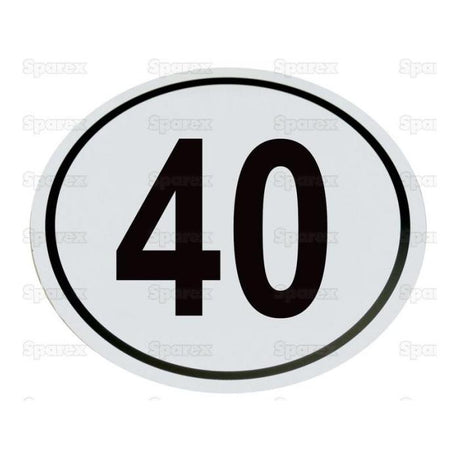 The Speed Limit Sign 40KM/H - S.31374 by Sparex is an oval sign displaying the number 40, ideal for a variety of settings. Crafted with precision, this sign meets all product specifications to ensure durability and clarity, making it perfect for displaying important information in any environment.