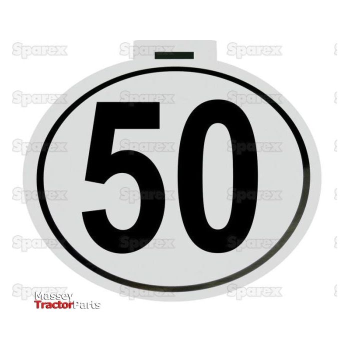 The Speed Limit Sign 50KM/H - S.31368 by Sparex features a circular design with the number "50" in black on a white background, offering clear and immediate information.