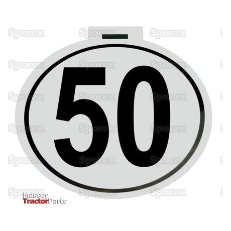 The Speed Limit Sign 50KM/H - S.31368 by Sparex features a circular design with the number "50" in black on a white background, offering clear and immediate information.