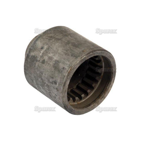 Close-up of a worn cylindrical metal gear coupling, possibly a Sparex Coupling (Sparex Part No. S.74190), with visible internal gear teeth showing signs of use and wear.