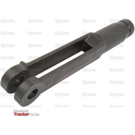 A black metal tractor part, specifically a Levelling Box Fork with two prongs at one end and labeled as Massey Tractor Parts with the Sparex brand in the background, fits Massey Ferguson models and features a 3/4 UNC thread size for easy installation. The product is identified by Sparex Part No. S.40937.
