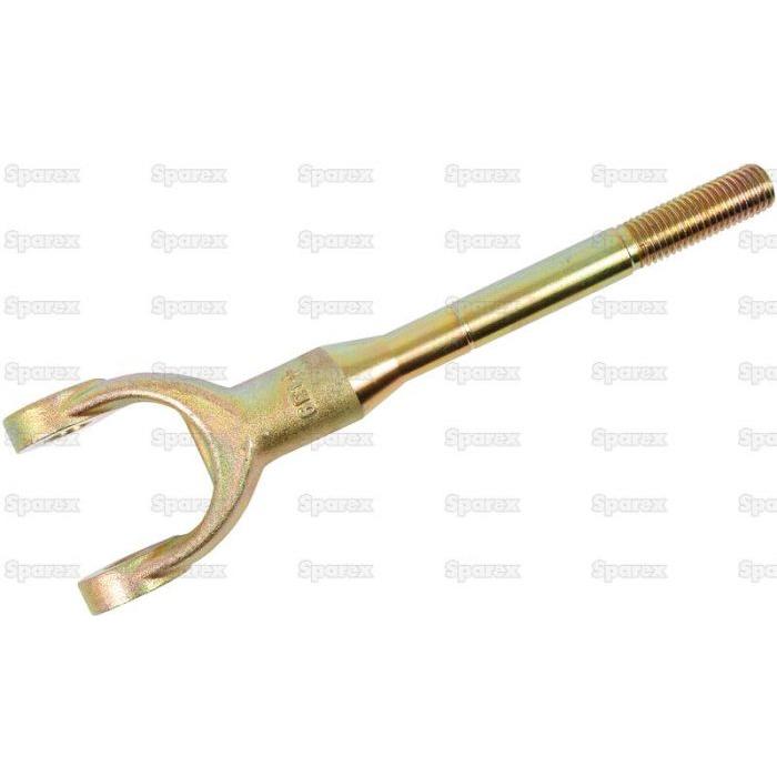 A metallic fork-shaped mechanical part with a threaded end and precise thread length, known as the Levelling Box Yoke - 3/4 UNC (Sparex Part No. S.16020) from Sparex.