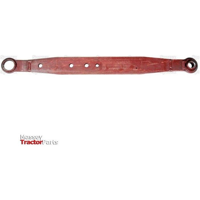 A red Sparex Lower Link Lift Arm - Ball Ø 28mm - Open Socket - RH & LH (Sparex Part No. S.41001) tractor part with two mounting holes and rounded ends, resembling a Link Arm Assembly.