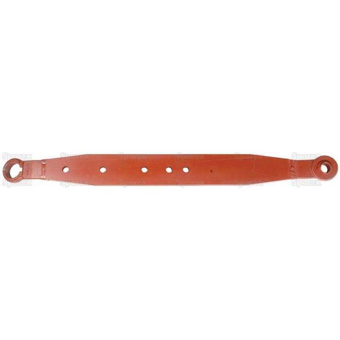 The Sparex Lower Link Lift Arm (Part No. S.42050) features a red-painted metal bar with two holes and rounded ends, designed for mechanical or construction use, and is often used in the Link Arm Assembly components of Massey Ferguson equipment.