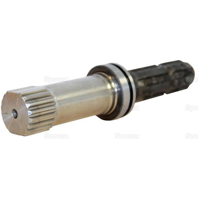 The PTO Shaft - S.112377 by Sparex is designed with a gear-like end and a smooth cylindrical body, featuring a ring and gasket near the middle for optimal performance at 540 RPM.