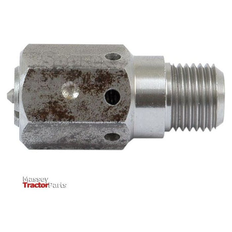 A close-up of a threaded, metallic Hydraulic Relief Valve (Sparex Part No.S.17268) with some rust spots on its surface, shown against a white background. The Sparex logo is visible in the bottom-left corner.