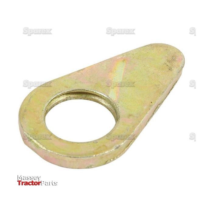 A Top Link Locking Collar (Cat. 1/2) - S.348 from Sparex, featuring a metallic, oval-shaped design with a central circular hole. It has a flat surface and a slightly reflective, shiny finish. The logo "Massey Tractor Parts" is visible at the bottom left corner, indicating its compatibility with UNC thread types.